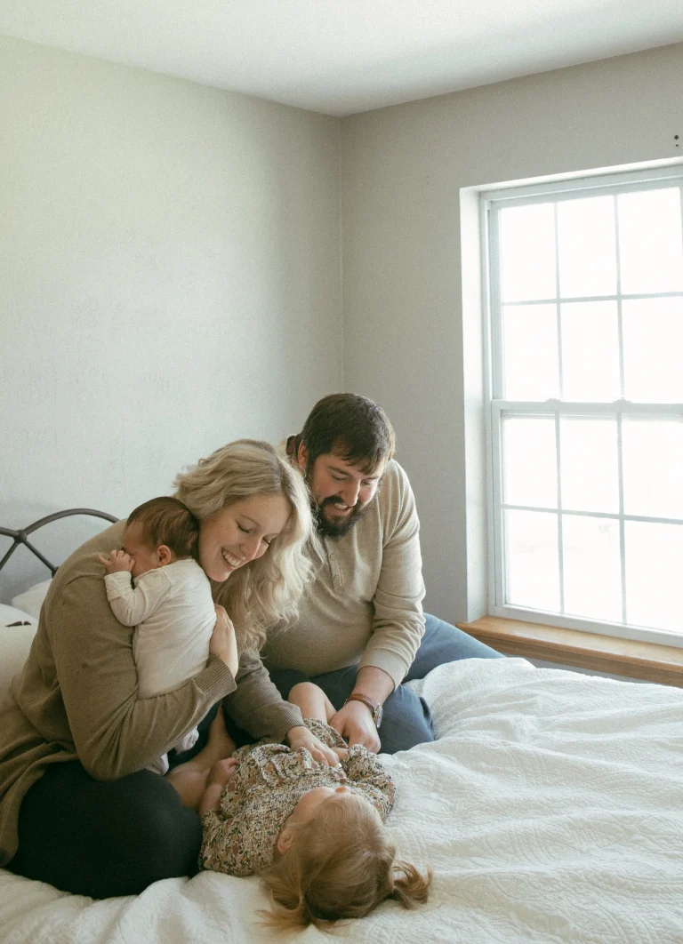 Sam Emro with her kids and husband